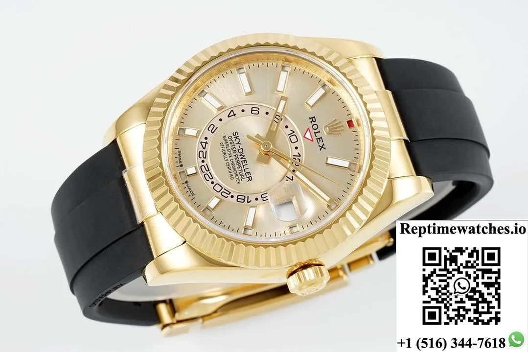 Rolex Sky-Dweller M326238-0007 Zf Factory V2 Gold Dial-Rep Time Watches