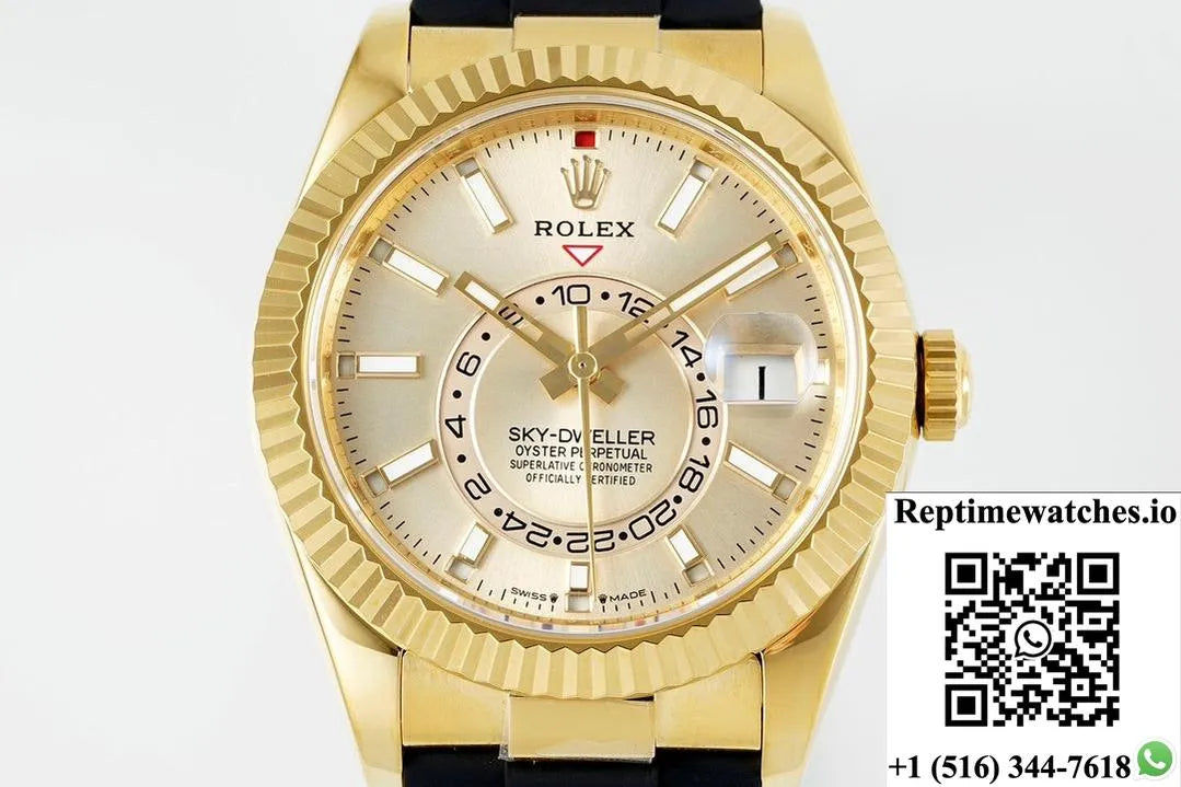 Rolex Sky-Dweller M326238-0007 Zf Factory V2 Gold Dial-Rep Time Watches