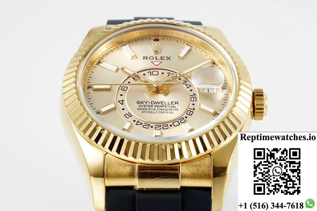 Rolex Sky-Dweller M326238-0007 Zf Factory V2 Gold Dial-Rep Time Watches