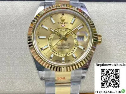 Rolex Sky Dweller M326933-0001 V2 Noob Factory Champagne Dial-Rep Time Watches