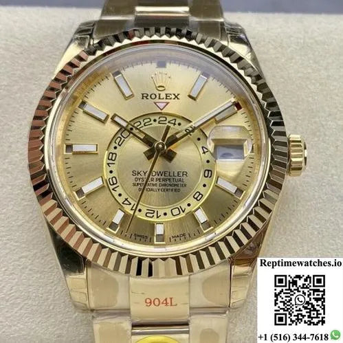 Rolex Sky-Dweller M326938-0003 Noob Factory Gold Strap-Rep Time Watches