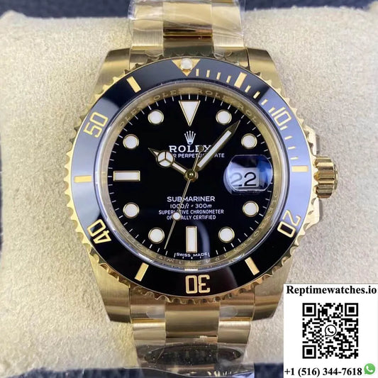 Rolex Submariner 116618Ln-97208 Clean Factory Yellow Gold-Rep Time Watches