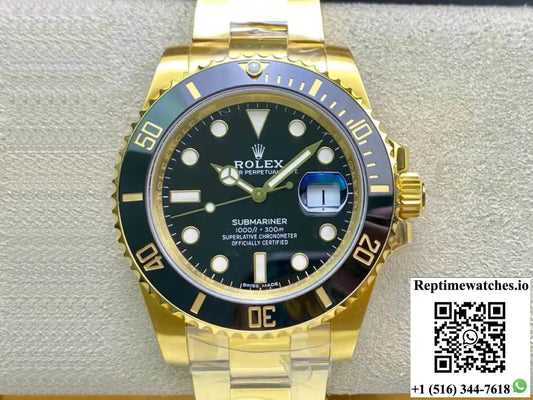 Rolex Submariner 116618LN-97208 VS Factory Yellow Gold Black Dial - Watches
