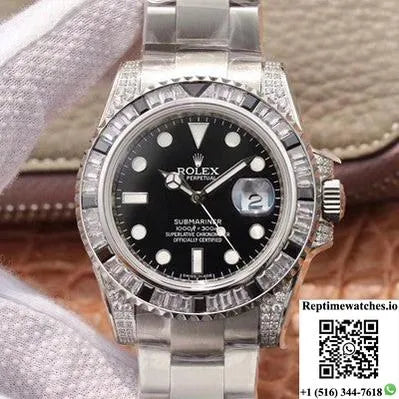 Rolex Submariner Date 116610Ln Diamond Customized Edition Gs Factory Black Dial-Rep Time Watches