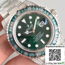 Rolex Submariner Date 116610LV Noob Factory V9 Green Dial Diamond - Watches