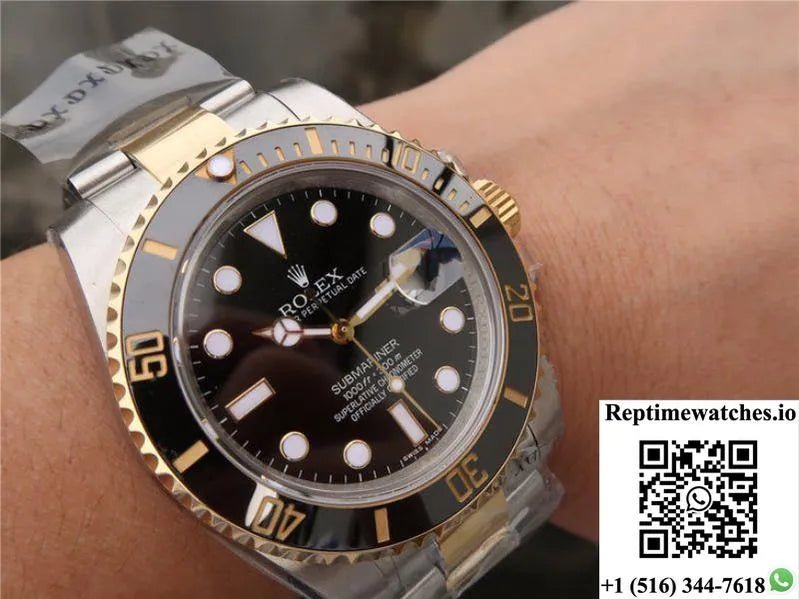 Rolex Submariner Date 116613Ln Vr Factory 18K Yellow Gold Wrapped Black Dial-Rep Time Watches