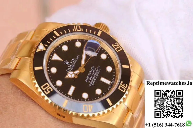 Rolex Submariner Date 116618Ln Vr Factory 18K Yellow Gold Wrapped Black Dial-Rep Time Watches
