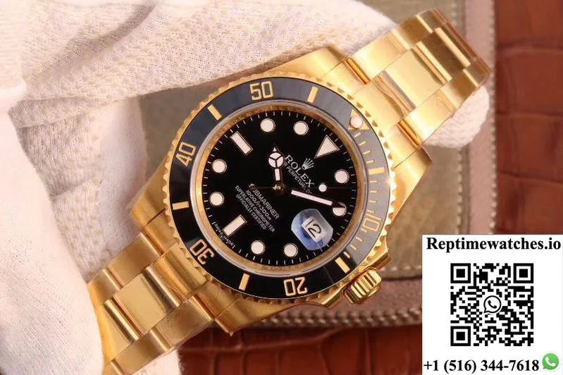 Rolex Submariner Date 116618Ln Vr Factory 18K Yellow Gold Wrapped Black Dial-Rep Time Watches
