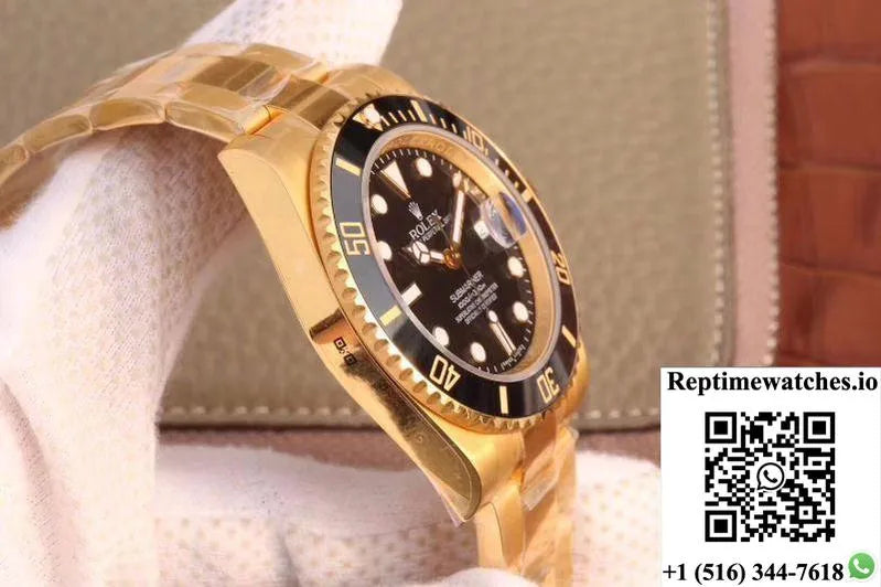 Rolex Submariner Date 116618Ln Vr Factory 18K Yellow Gold Wrapped Black Dial-Rep Time Watches