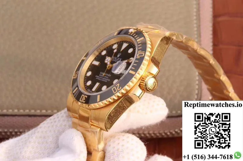 Rolex Submariner Date 116618Ln Vr Factory 18K Yellow Gold Wrapped Black Dial-Rep Time Watches