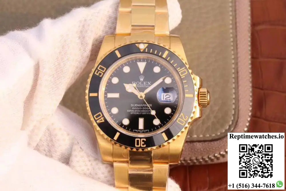 Rolex Submariner Date 116618LN VR Factory 18K Yellow Gold Wrapped Black Dial - Watches