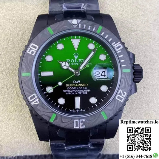 Rolex Submariner Vs Factory Carbon Fiber Green Gradient Dial-Rep Time Watches