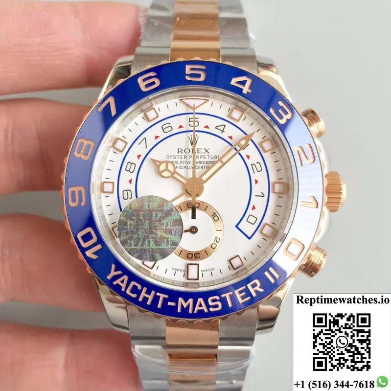 Rolex Yacht Master Ii 116681 Jf Factory Rose Gold White Dial-Rep Time Watches