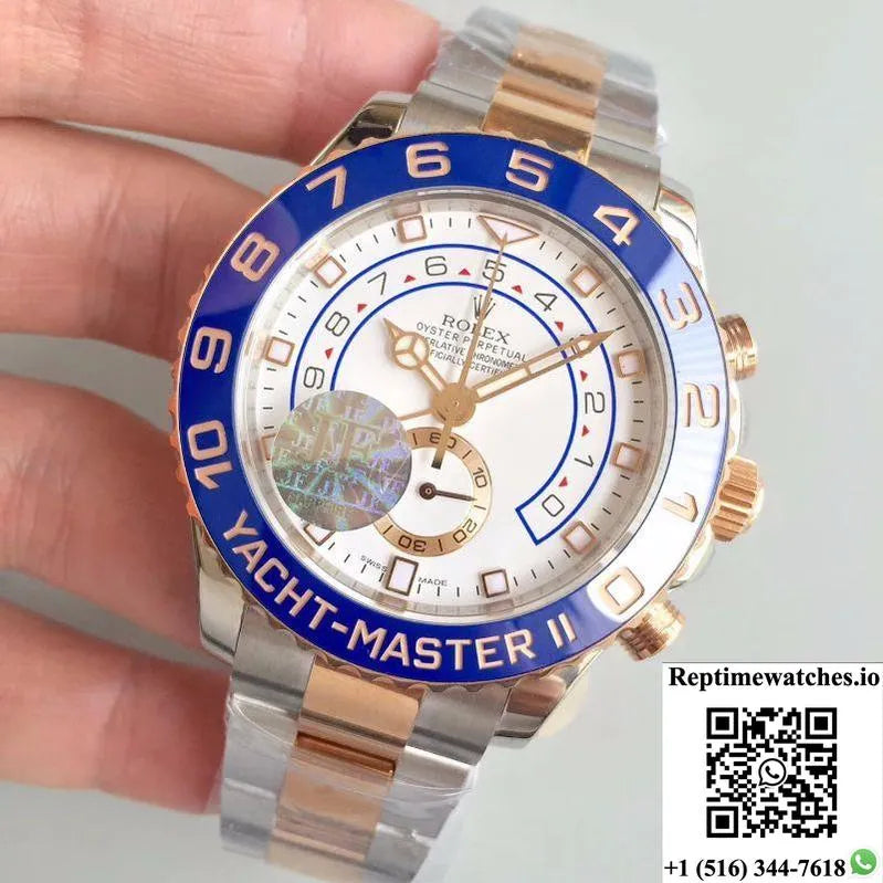 Rolex Yacht Master Ii 116681 Jf Factory Rose Gold White Dial-Rep Time Watches