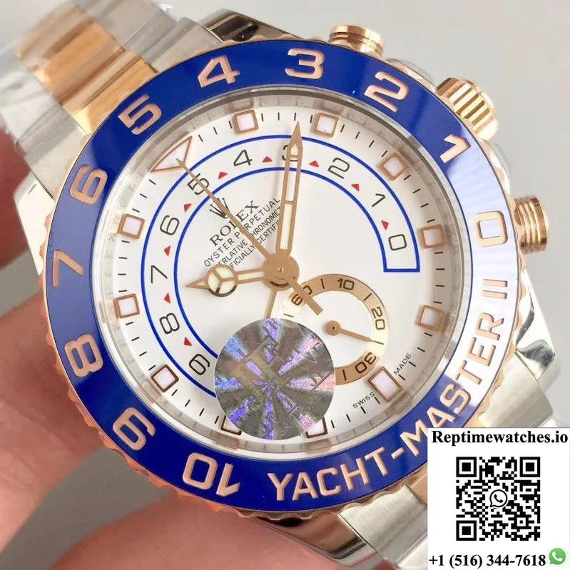 Rolex Yacht Master Ii 116681 Jf Factory Rose Gold White Dial-Rep Time Watches