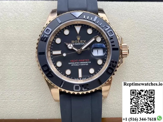 Rolex Yacht Master M126655-0002 Clean Factory Rose Gold Black Dial-Rep Time Watches