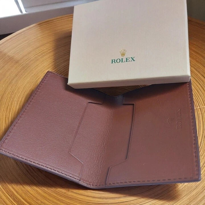 OFFICIAL ROLEX NOVELTY CREDIT CARD BILLFOLD HOLDER BROWN LEATHER AD GIFT