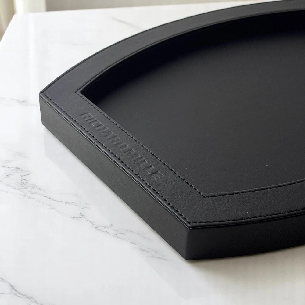 RICHARD MILLE NOIR LEATHER WATCH PRESENTATION TRAY – LUXURY DISPLAY ACCESSORY