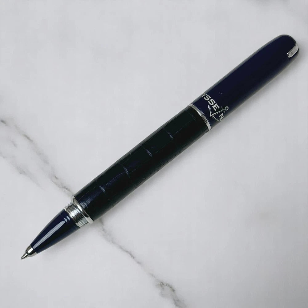 ULYSSE NARDIN ROLLER BALL PEN BLUE MARINE LEATHER AUTHENTIC GENUINE WITH SLEEVE