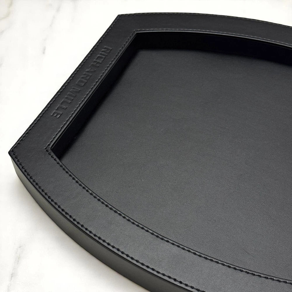 RICHARD MILLE NOIR LEATHER WATCH PRESENTATION TRAY – LUXURY DISPLAY ACCESSORY