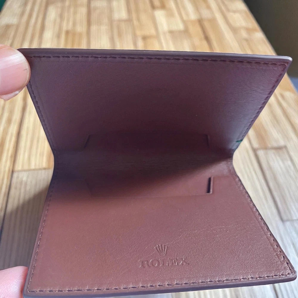 OFFICIAL ROLEX NOVELTY CREDIT CARD BILLFOLD HOLDER BROWN LEATHER AD GIFT