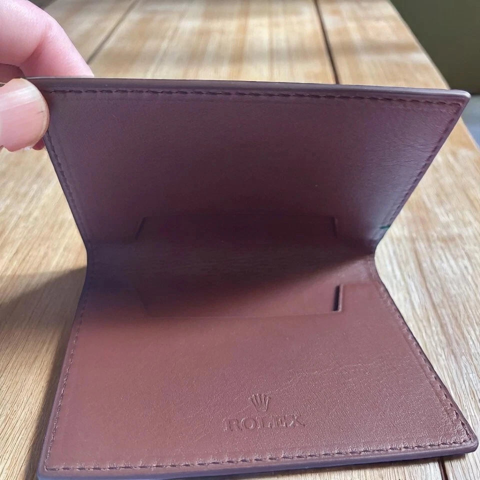 OFFICIAL ROLEX NOVELTY CREDIT CARD BILLFOLD HOLDER BROWN LEATHER AD GIFT