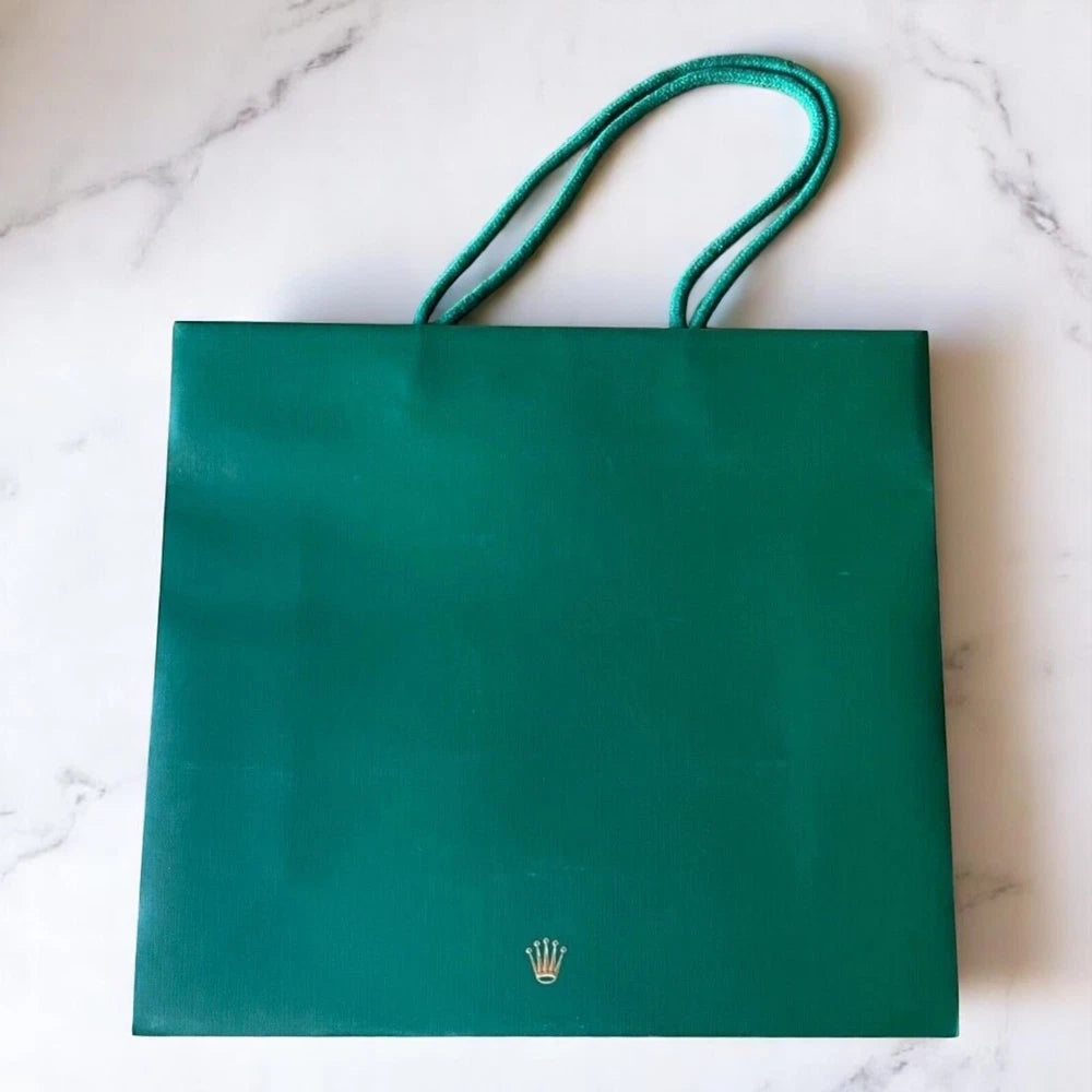 SET OF 3 ROLEX OFFICIAL BOUTIQUE SHOPPING BAG XL GREEN SWISS MADE GIFT PACKAGING