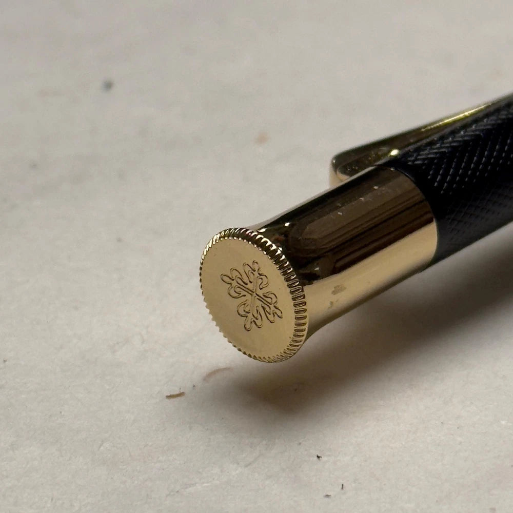 PATEK PHILIPPE BLACK BALLPOINT PEN WITH LEATHER POUCH AND BOX