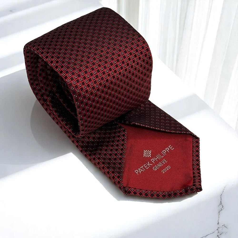 PATEK PHILIPPE BURGUNDY SILK TIE – BOXED COLLECTIBLE