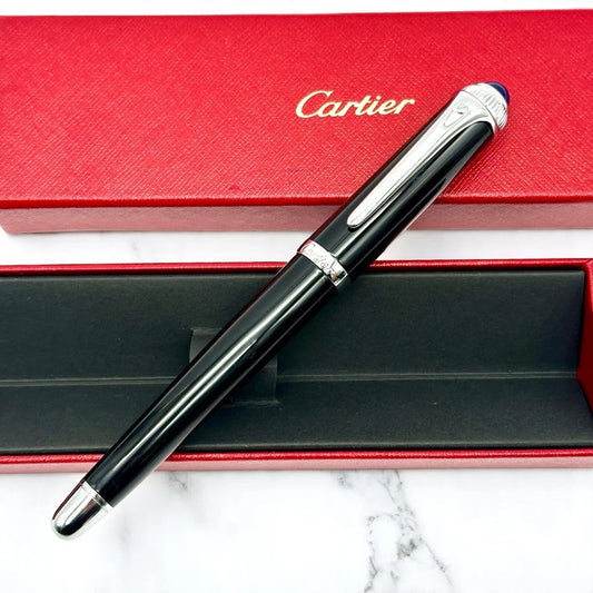 CARTIER BLACK COMPOSITE SILVER EXECUTIVE ROLLERBALL PEN RARE AD VIP GIFT