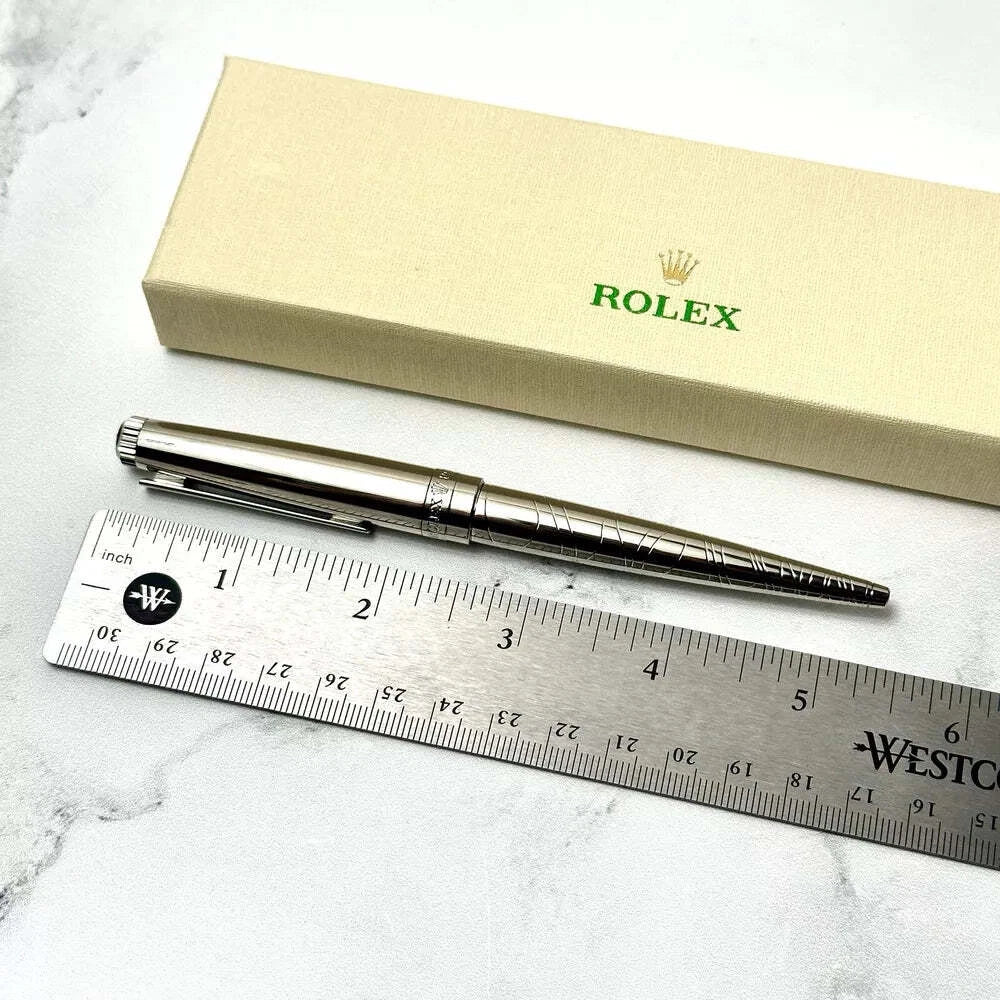 ROLEX SILVER SCRIBE PLATINUM WAVE CUT PEN FOR VIPS | LUXURY WRITING INSTRUMENT