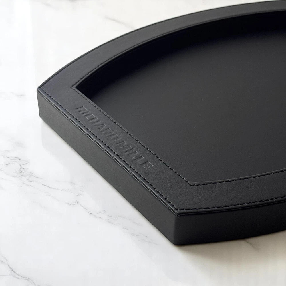 RICHARD MILLE NOIR LEATHER WATCH PRESENTATION TRAY – LUXURY DISPLAY ACCESSORY