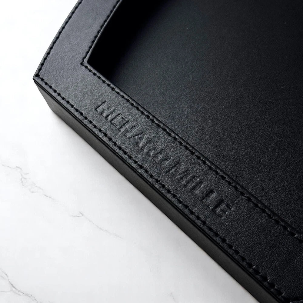 RICHARD MILLE NOIR LEATHER WATCH PRESENTATION TRAY – LUXURY DISPLAY ACCESSORY