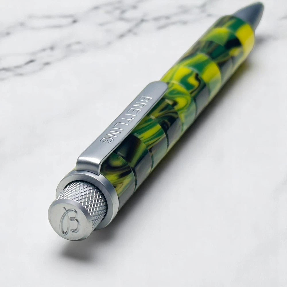 BREITLING MOSAIC VERDANT BALLPOINT PEN YELLOW & GREEN MARBLE DESIGN