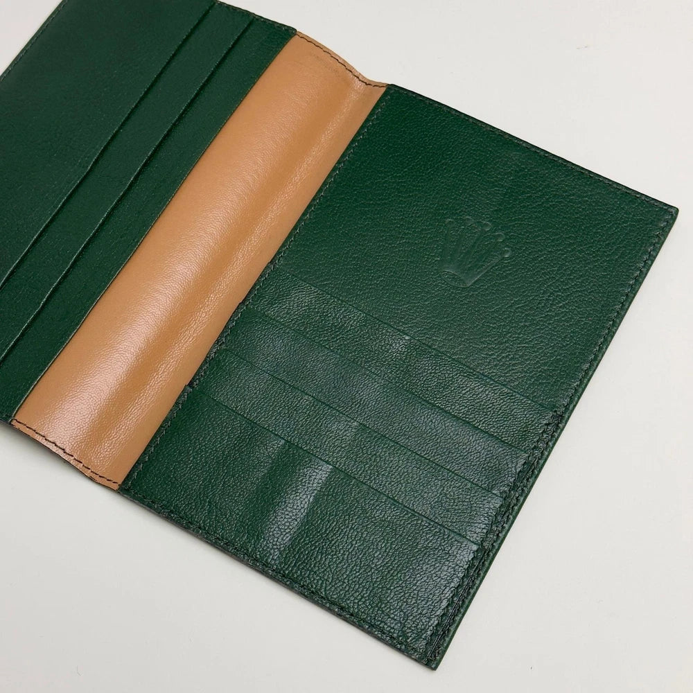 ROLEX VINTAGE GREEN LEATHER PASSPORT HOLDER FOR LUXURY TRAVEL | TIMELESSLY ELEGA
