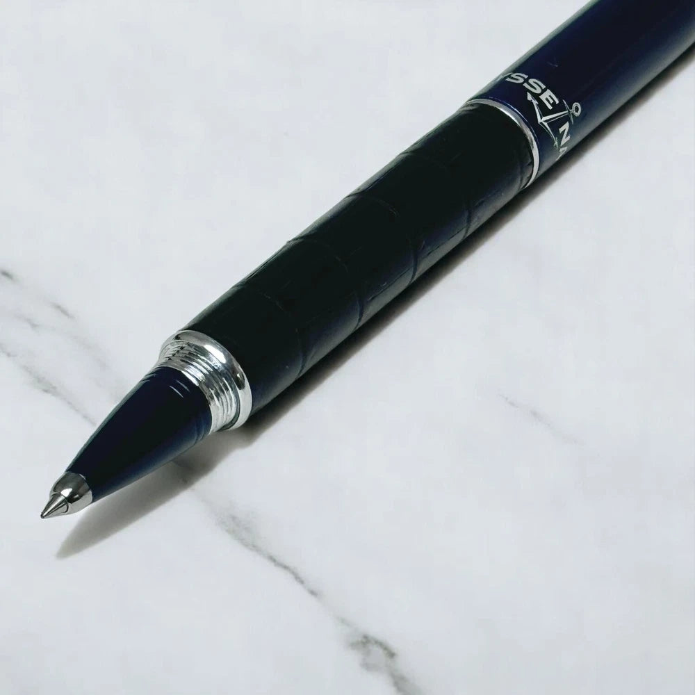 ULYSSE NARDIN ROLLER BALL PEN BLUE MARINE LEATHER AUTHENTIC GENUINE WITH SLEEVE