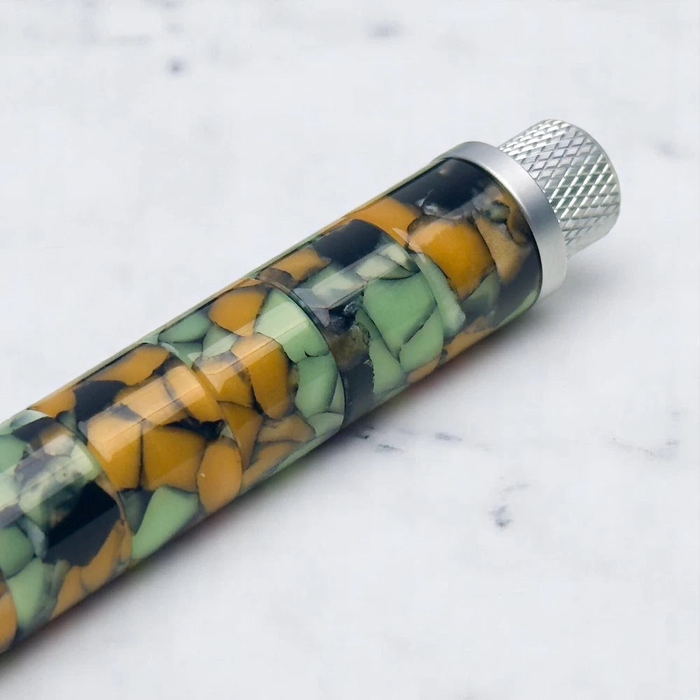 BREITLING MOSAIC SWIRLED BALLPOINT PEN – GREEN ORANGE MARBLED DESIGN