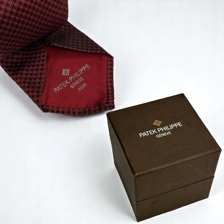 PATEK PHILIPPE BURGUNDY SILK TIE – BOXED COLLECTIBLE