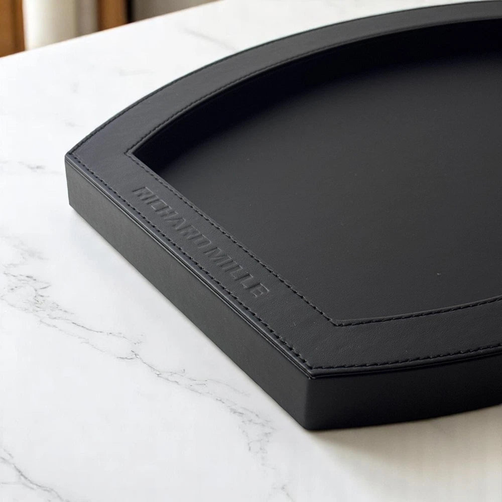 RICHARD MILLE NOIR LEATHER WATCH PRESENTATION TRAY – LUXURY DISPLAY ACCESSORY