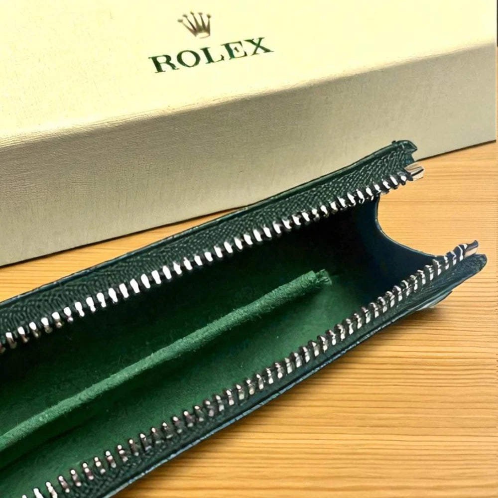 ROLEX GREEN LEATHER PEN POUCH – VIP AD GIFT | ELEGANT PENCIL HOLDER