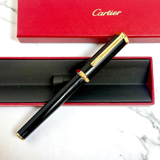CARTIER SANTOS DUMONT PRESTIGE ROLLERBALL PEN GOLD & BLACK COLLECTIBLE