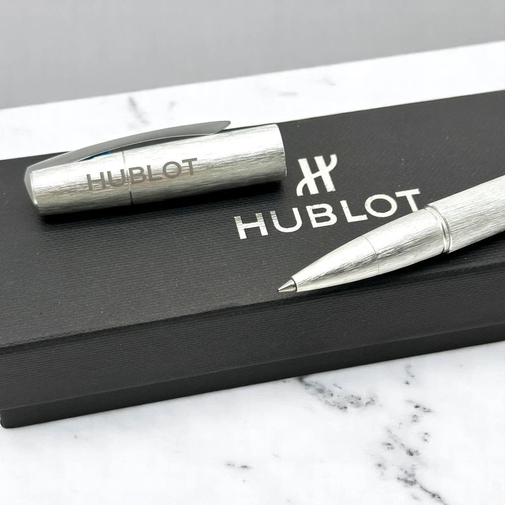 HUBLOT BRUSHED STEEL SIGNATURE ROLLERBALL SILVER PEN