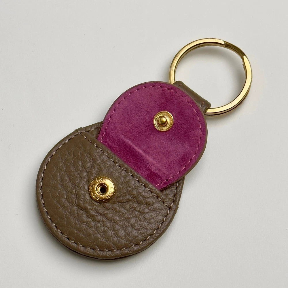 PATEK PHILIPPE TAUPE LEATHER KEYCHAIN - CALATRAVA EMBLEM
