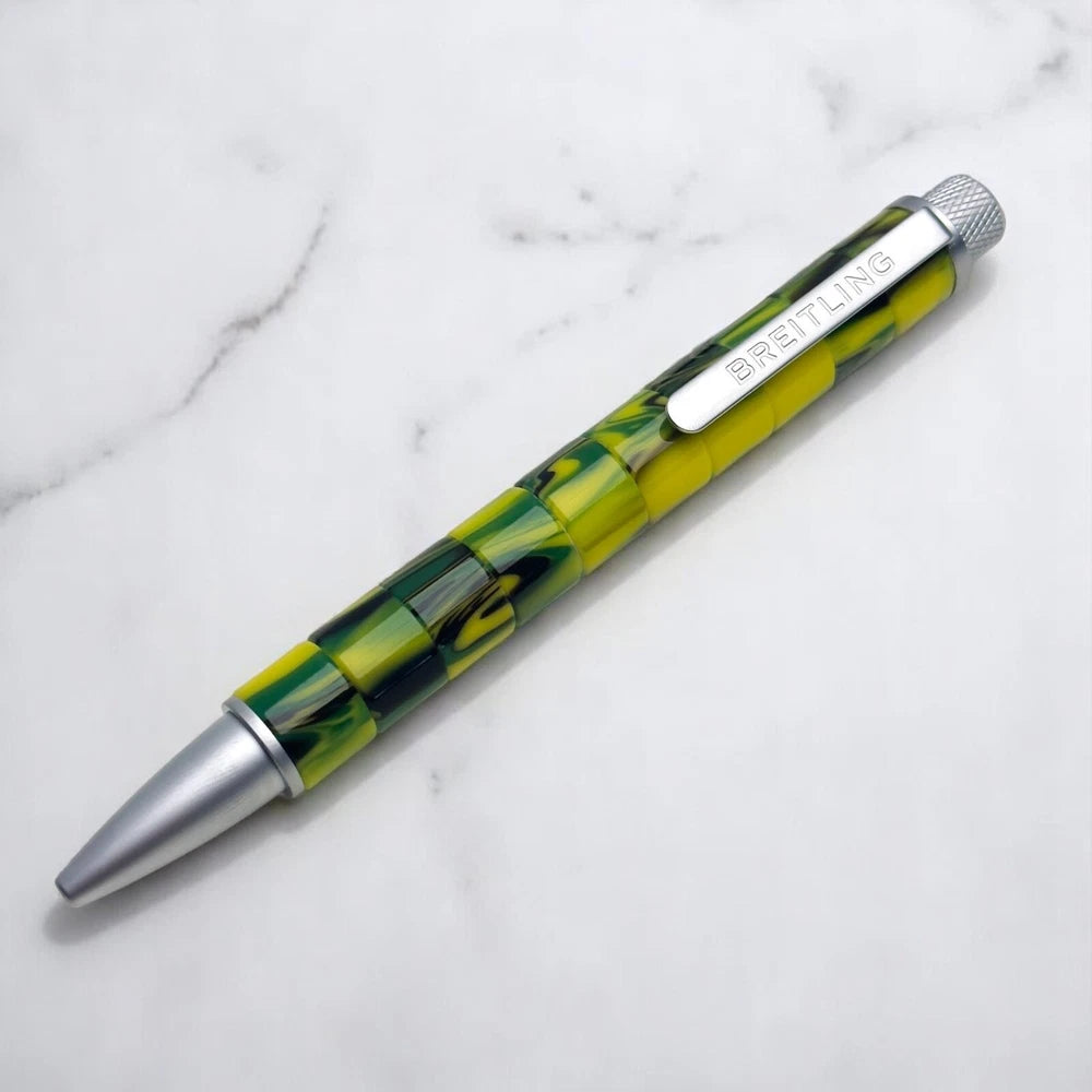 BREITLING MOSAIC VERDANT BALLPOINT PEN YELLOW & GREEN MARBLE DESIGN