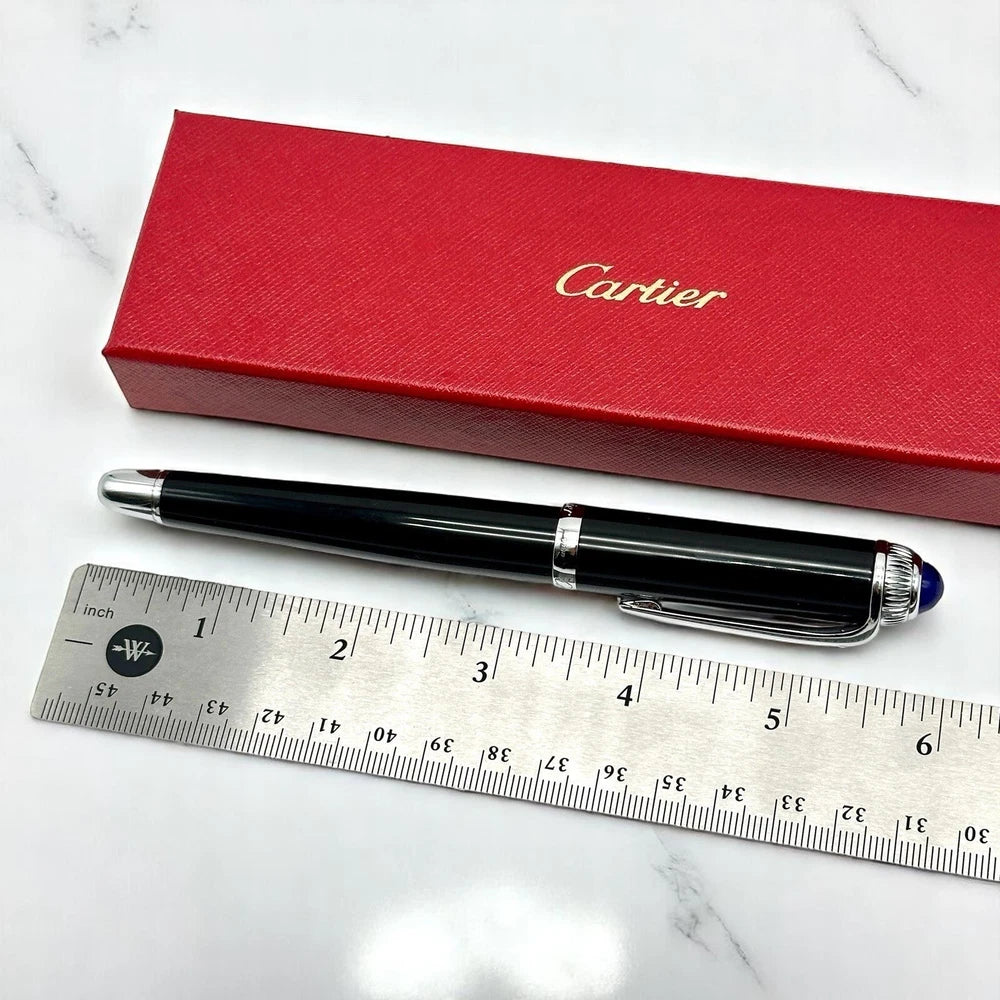 CARTIER BLACK COMPOSITE SILVER EXECUTIVE ROLLERBALL PEN RARE AD VIP GIFT