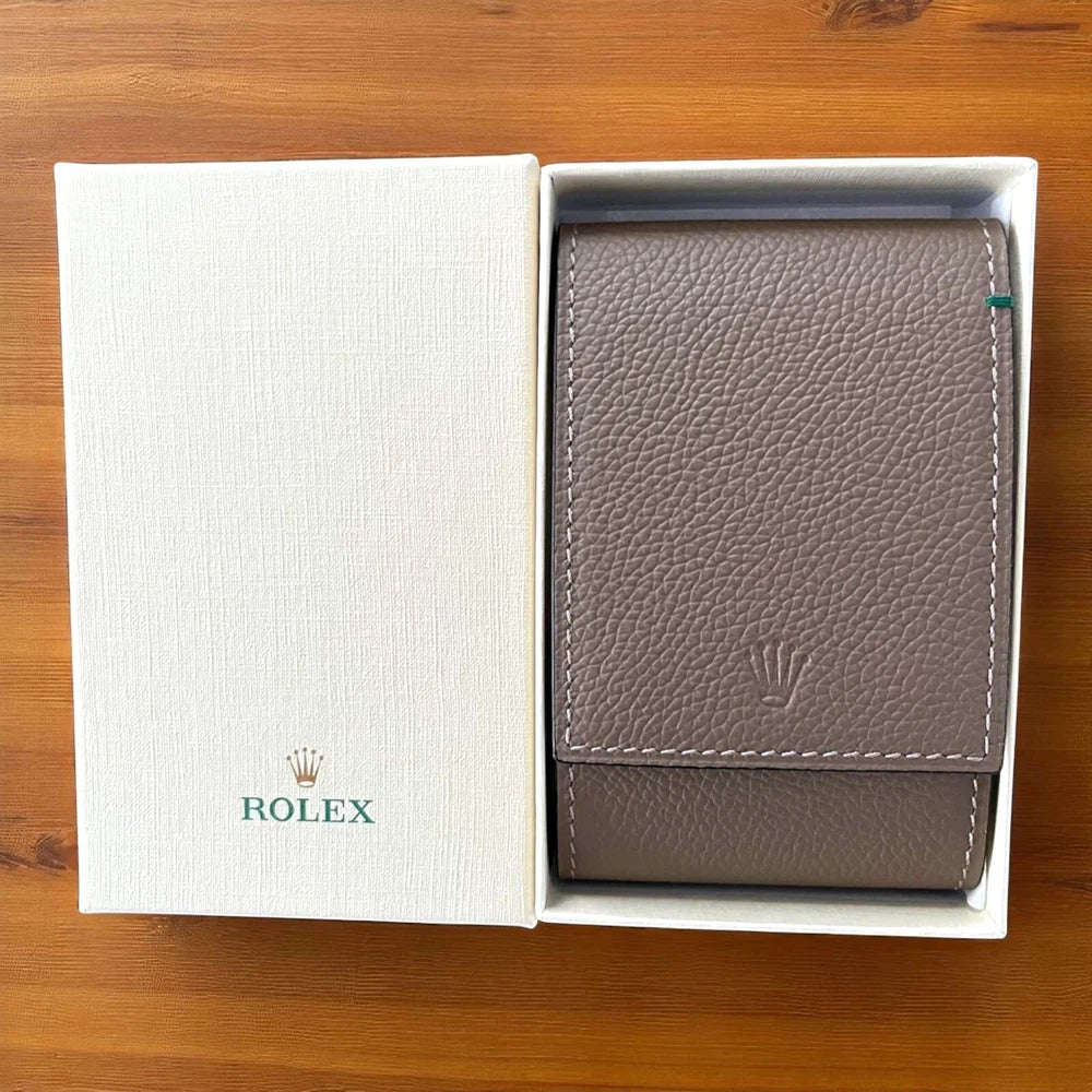 AUTHENTIC ROLEX WATCH TRAVEL CARRY POUCH CASE GREY CALFSKIN LEATHER AD GIFT