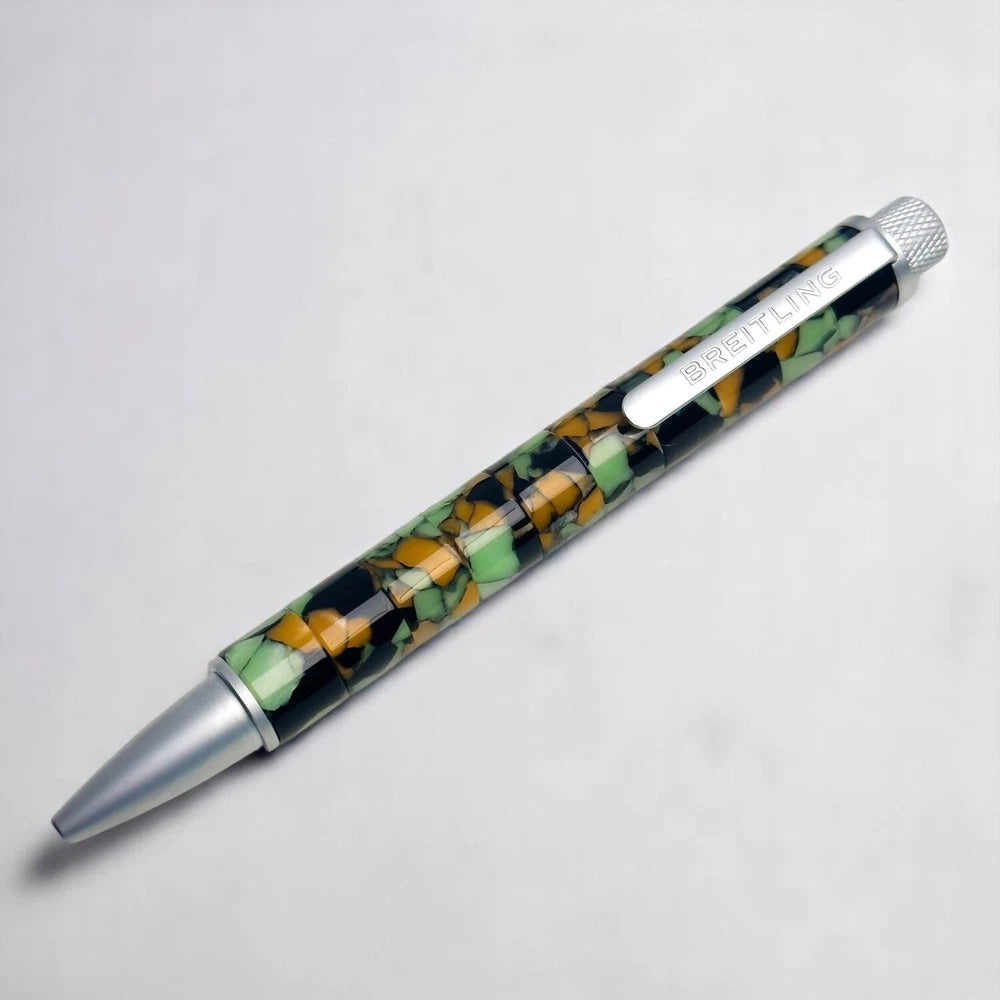BREITLING MOSAIC SWIRLED BALLPOINT PEN – GREEN ORANGE MARBLED DESIGN