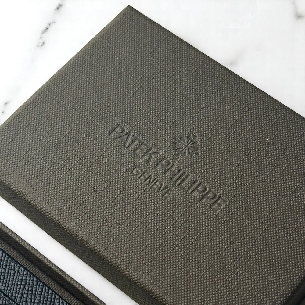 PATEK PHILIPPE GOLD EMBLEM CARDHOLDER–BLACK LEATHER