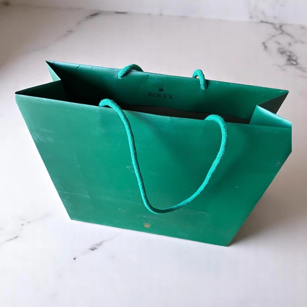 SET OF 3 ROLEX OFFICIAL BOUTIQUE SHOPPING BAG XL GREEN SWISS MADE GIFT PACKAGING
