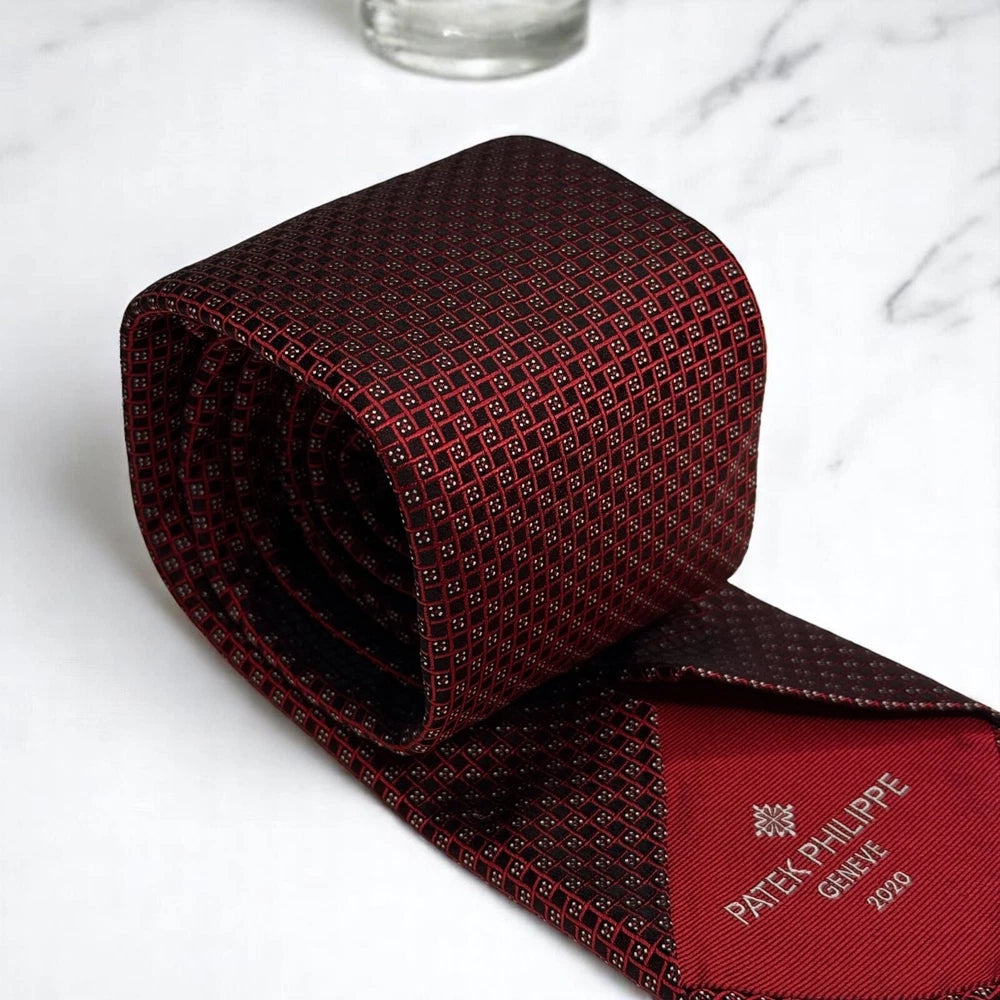 PATEK PHILIPPE BURGUNDY SILK TIE – BOXED COLLECTIBLE